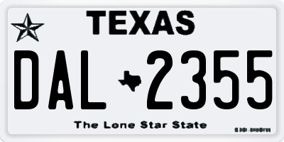 TX license plate DAL2355