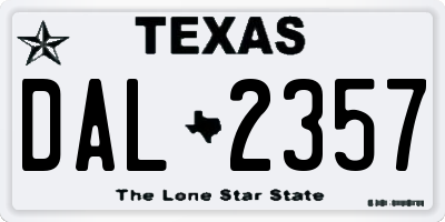 TX license plate DAL2357