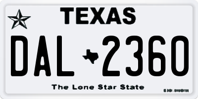 TX license plate DAL2360