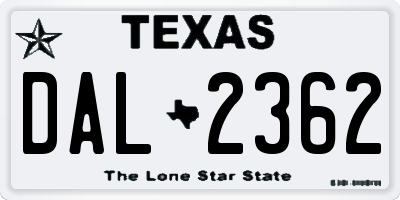 TX license plate DAL2362