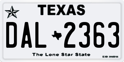 TX license plate DAL2363