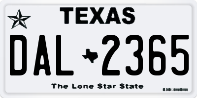TX license plate DAL2365