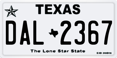 TX license plate DAL2367