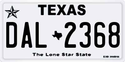 TX license plate DAL2368