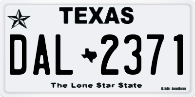 TX license plate DAL2371