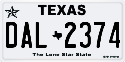 TX license plate DAL2374