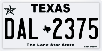 TX license plate DAL2375