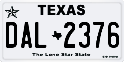 TX license plate DAL2376