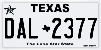 TX license plate DAL2377