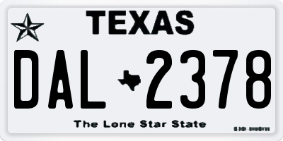 TX license plate DAL2378