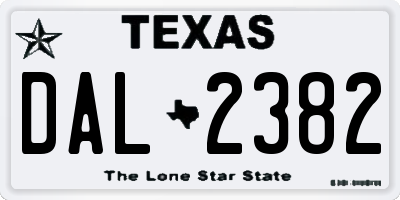 TX license plate DAL2382