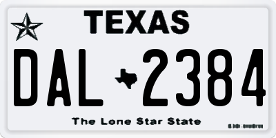 TX license plate DAL2384