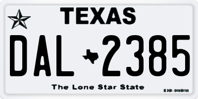 TX license plate DAL2385