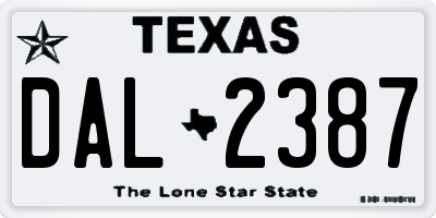 TX license plate DAL2387