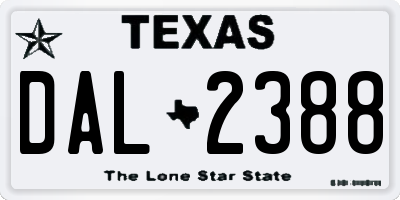 TX license plate DAL2388