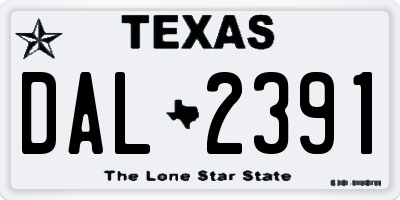 TX license plate DAL2391