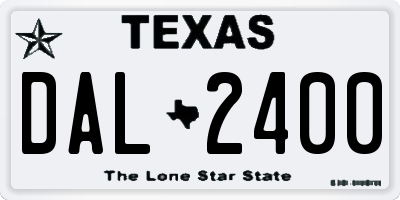 TX license plate DAL2400