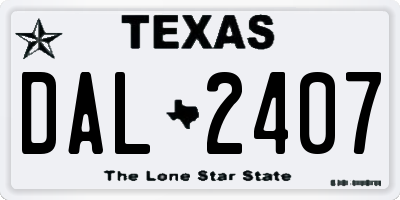 TX license plate DAL2407