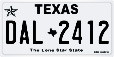 TX license plate DAL2412