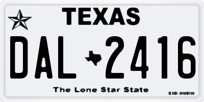 TX license plate DAL2416