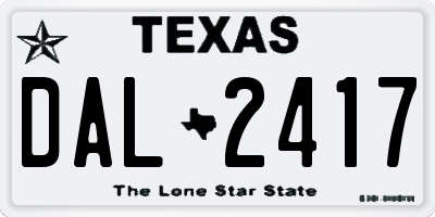 TX license plate DAL2417