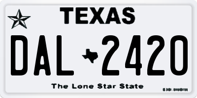 TX license plate DAL2420