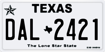 TX license plate DAL2421