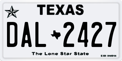 TX license plate DAL2427