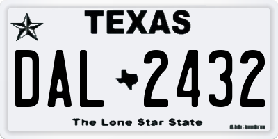 TX license plate DAL2432