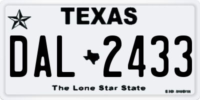 TX license plate DAL2433