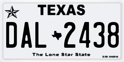 TX license plate DAL2438