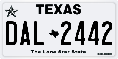 TX license plate DAL2442