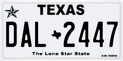 TX license plate DAL2447