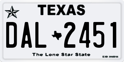 TX license plate DAL2451