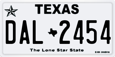 TX license plate DAL2454