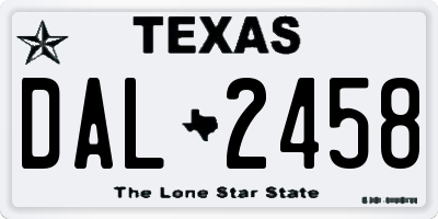 TX license plate DAL2458