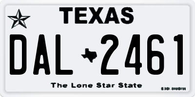 TX license plate DAL2461