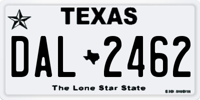 TX license plate DAL2462
