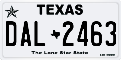 TX license plate DAL2463