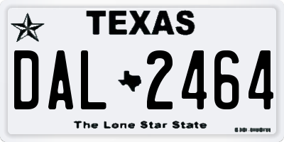 TX license plate DAL2464