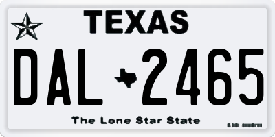 TX license plate DAL2465