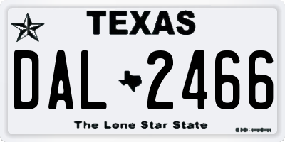 TX license plate DAL2466