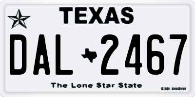 TX license plate DAL2467