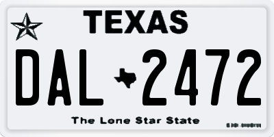 TX license plate DAL2472