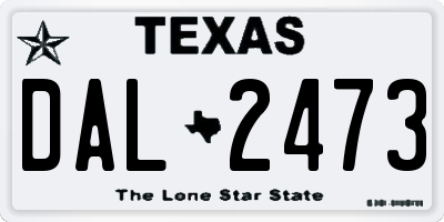 TX license plate DAL2473