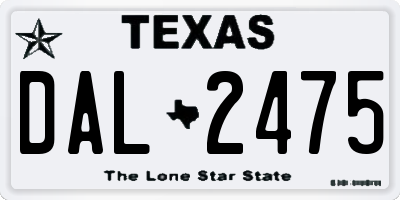 TX license plate DAL2475