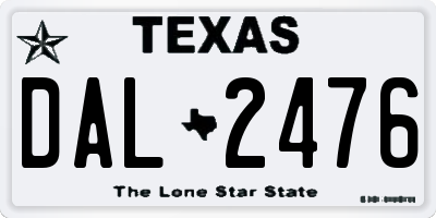 TX license plate DAL2476