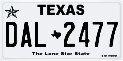 TX license plate DAL2477