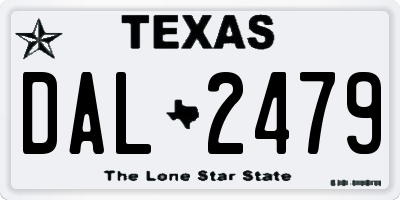 TX license plate DAL2479