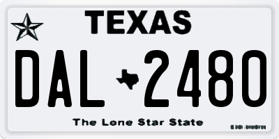 TX license plate DAL2480
